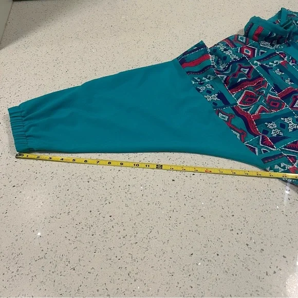 Vintage Geometric Windbreaker Spring Jacket Coat with Removable Shoulder Pads XL - Picture 14 of 16